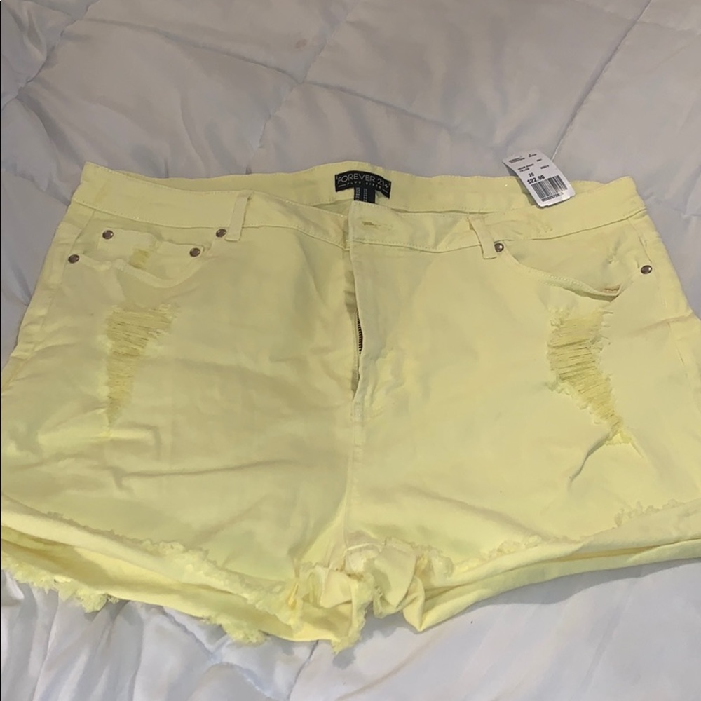 Yellow Distressed Shorts